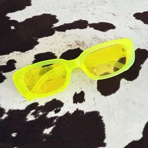 Vintage Style Neon Yellow Rectangular Sunglasses